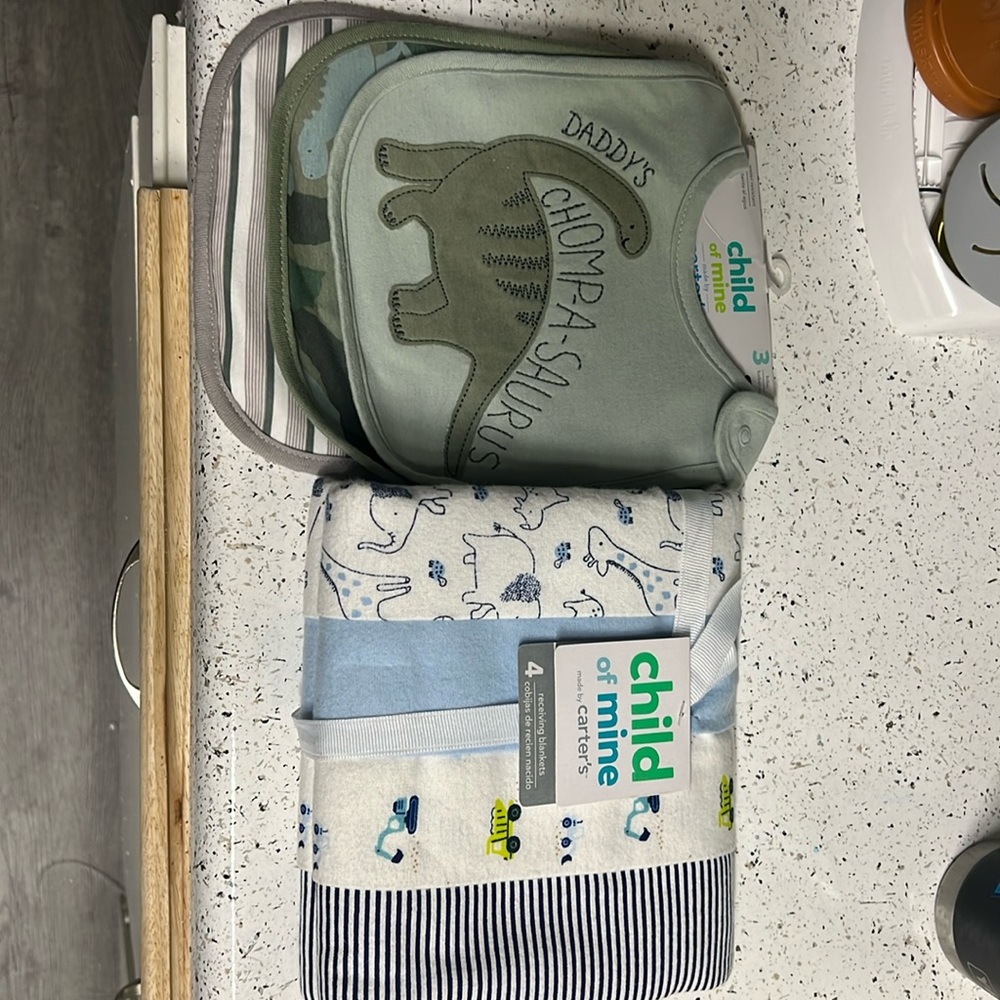 New Baby Baby Bibs & Receiving Blankets BUNDLE
